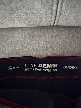 Luxe Denim Short - Black with Red Stitching